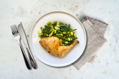 Coscia di pollo green con verdure