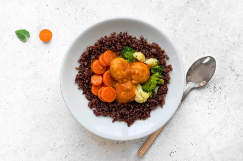 POLPETTE DI BACCALA CON VERDURE E RISO INTEGRALE