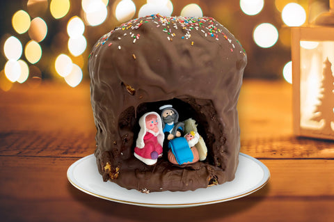 Panettone decorato a mano natività