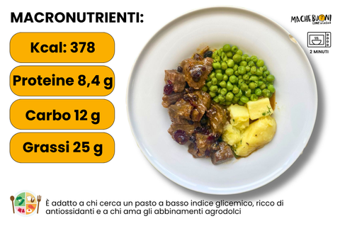 macronutrienti spezzatino ai frutti rossi con patate e piselli