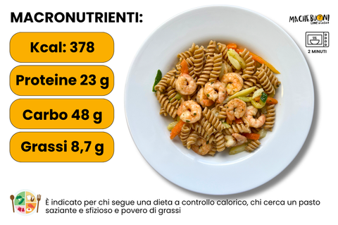 macronutrienti fusilli integrali mazzancolle