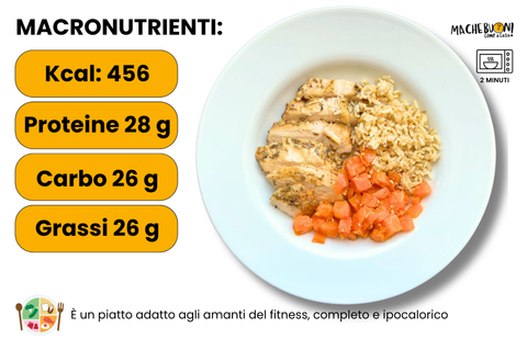 macronutrienti tagliata con riso e carote