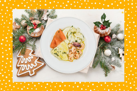 Pranzo di natale a base di pesce per una persona